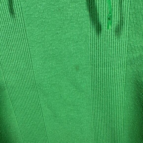 Women M Baby Tee Kelly Green Lettuce Hem Tie Neck Line Y2K Bratz Ribbed Cotton - Picture 5 of 6